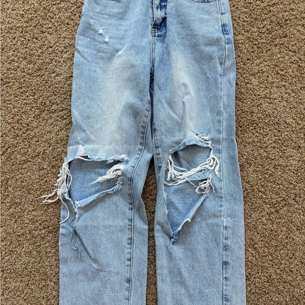 SHEIN Blue Boyfriend Vintage Distressed Jeans